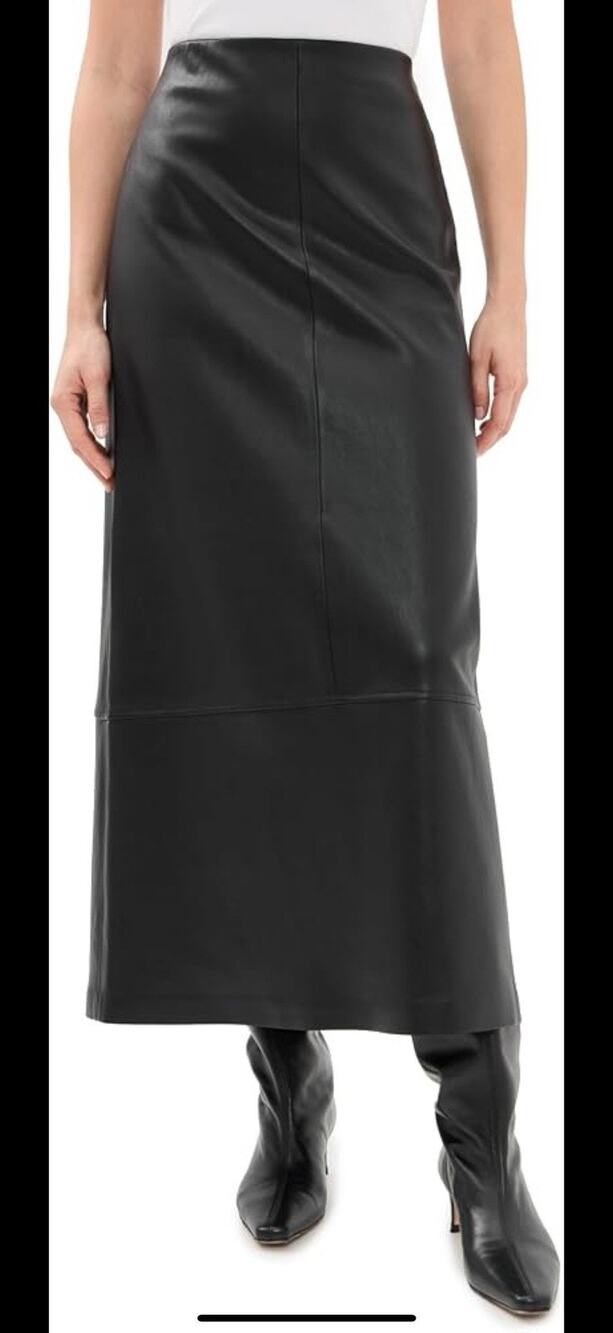 Wilson Leather SOFT black Long Leather Maxi Skirt 14